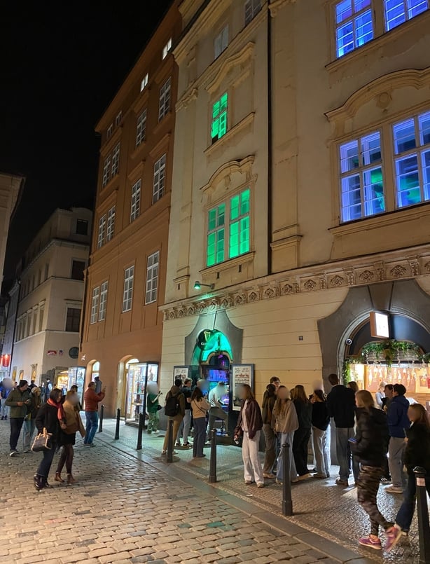 The view towards Durty Nellys Irish Pub in Prague.