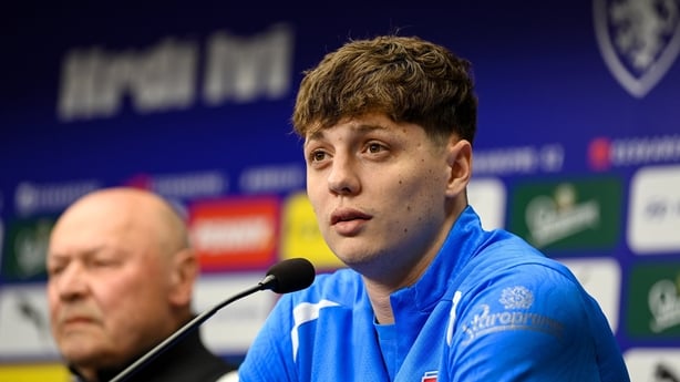 Ladislav Krejčí during a Czechia media conference at Fortuna Arena in Prague, Czechia.