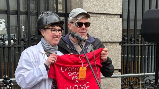 Homelessness campaigner Martin Leahy outside Leinster House