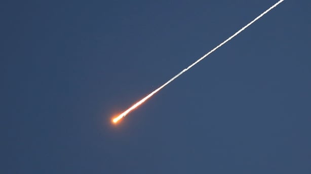 HEBRON, WEST BANK - MARCH 28: A view of missile traces launched from Yemen at Israel sighted in the sky over Hebron, West Bank, on March 28, 2026. For the first time since the U.S. and Israel launched their offensive against Iran, missiles allegedly have been fired from Yemen toward Israel. (Photo b