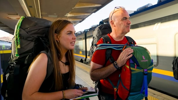 Molly and Andrew waiting for their train to Messina, Sicily. Photo: BBC/Studio Lambert