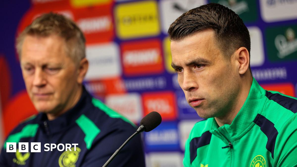 Seamus Coleman speaking to reporters on Wednesday