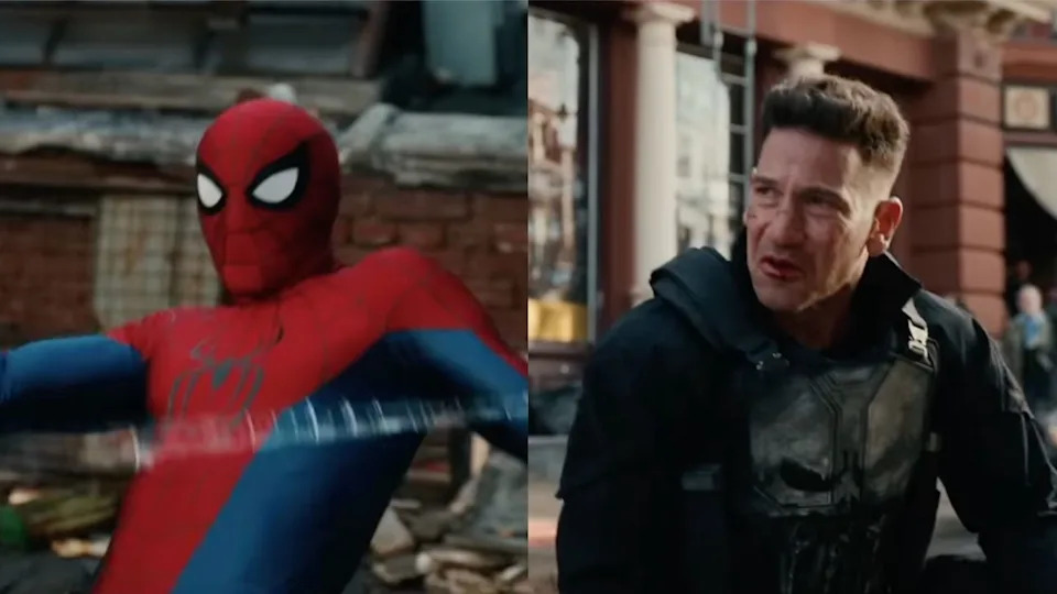  Side-by-side shots of Spider-Man and Punisher in Spider-Man: Brand New Day. 