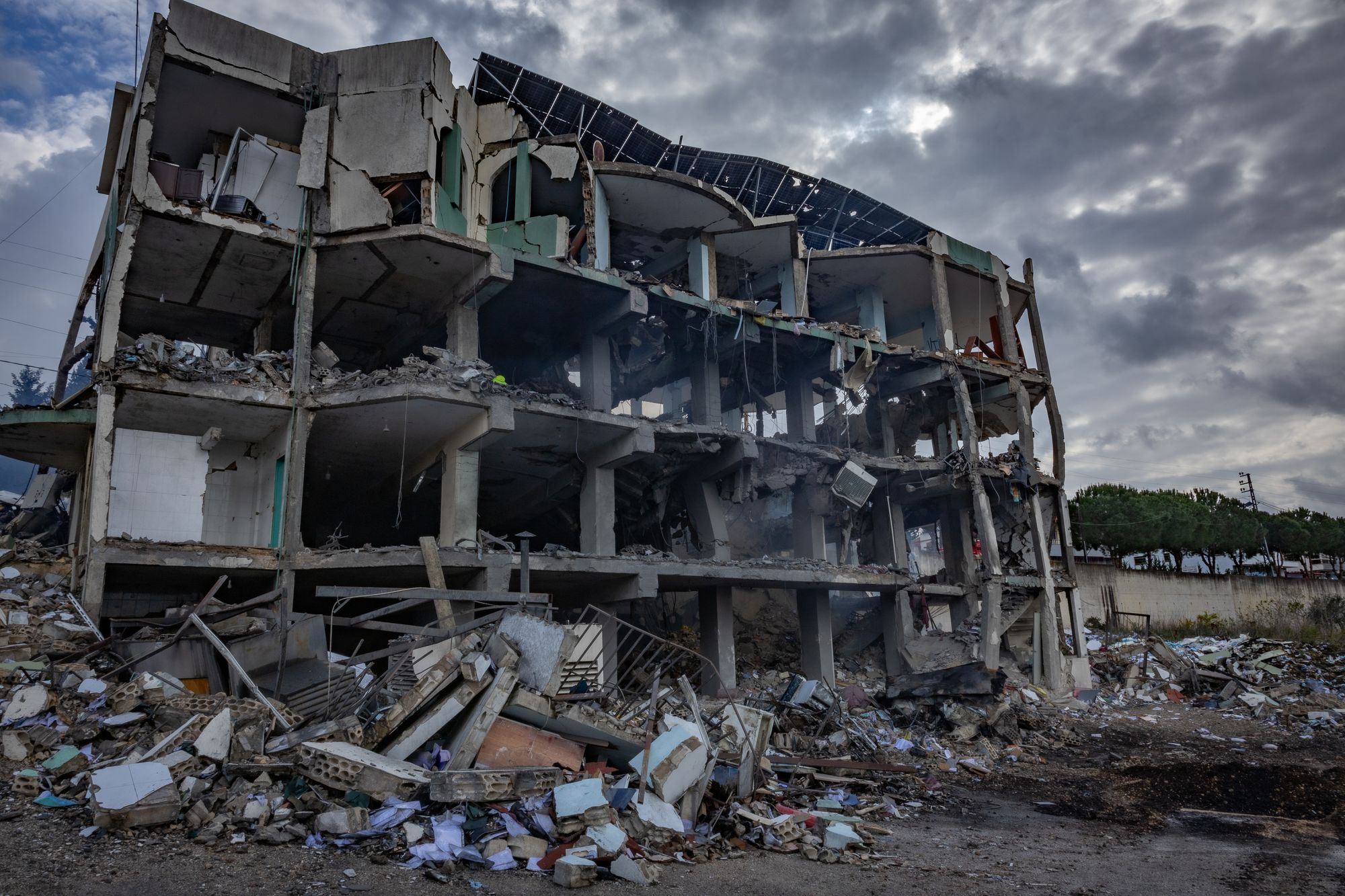 The destroyed building belonging to the Islamic Health Authority in southern Lebanon