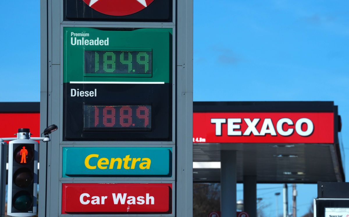 Fuel prices shown at a Texaco garage on Dublin's Northside. 