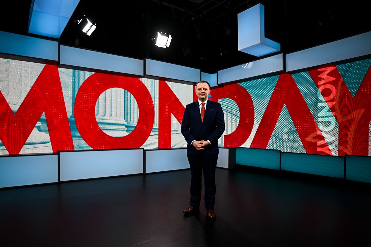 VMTV Political Correspondent Gavan Reilly pictured in the Virgin Media Television HD Studio at Ballymount in Dublin, as Virgin Media Television launches its new weekly current affairs series: Monday with Gavan Reilly.