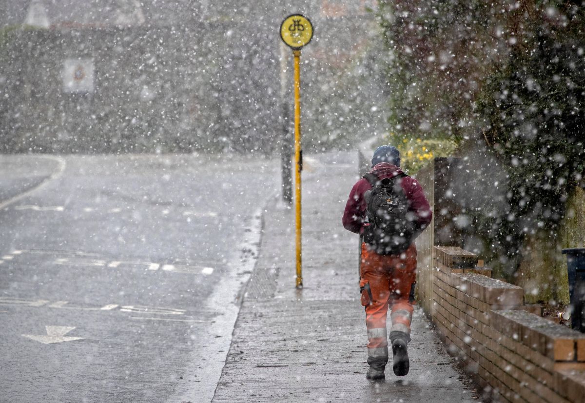 Walking in a snow shower in Lucan, Co Dublin