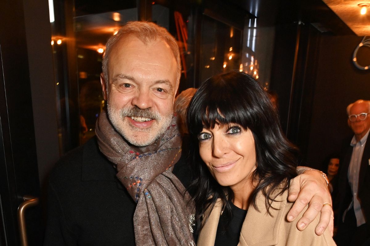 LONDON, ENGLAND - FEBRUARY 21: Graham Norton and Claudia Winkleman attend the Gala Opening of "David Hockney: Bigger & Closer (not smaller & further away)" at Lightroom on February 21, 2023 in London, England. (Photo by Dave Benett/Getty Images)