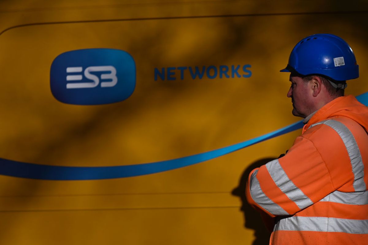 A view of the ESB Networks logo on a ESB van in Dublin city center, Ireland on February 15, 2023. (Photo by Artur Widak/NurPhoto via Getty Images)