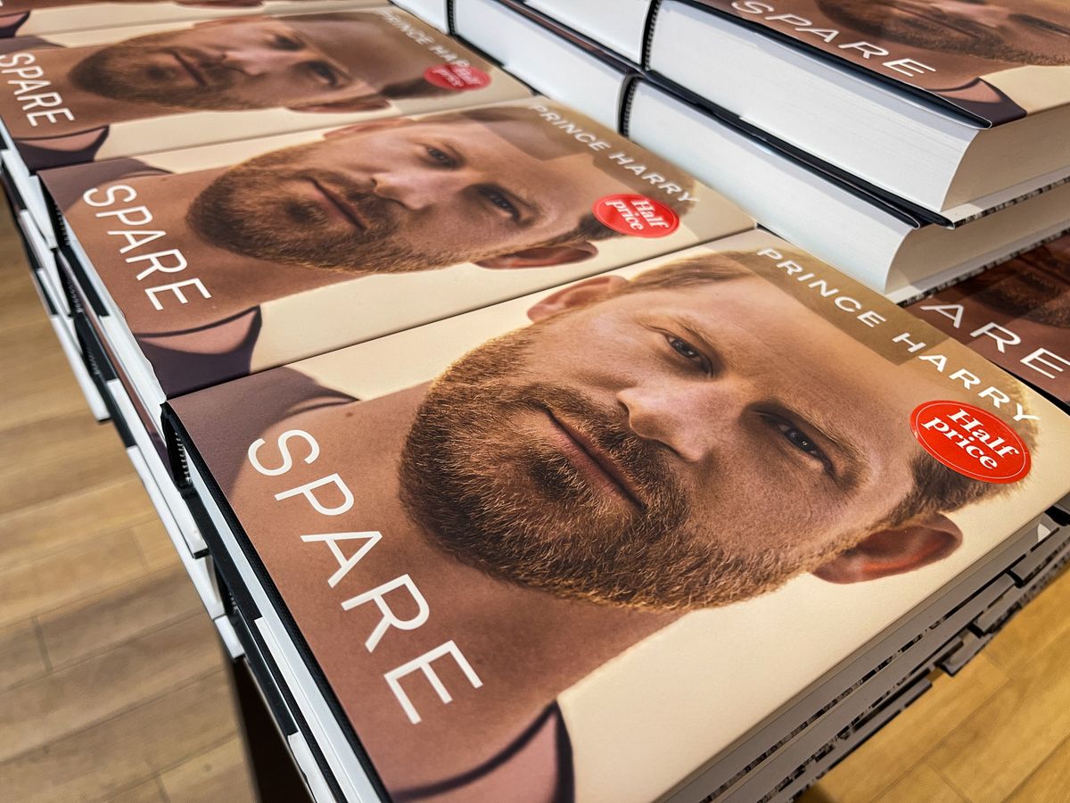 Prince Harry's book on display in a book store