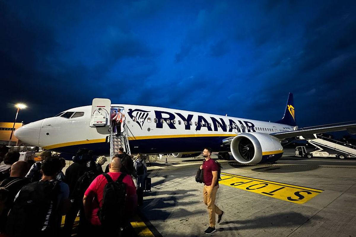 Ryanair plane is seen at the airport in Treviso, Italy on May 19, 2025