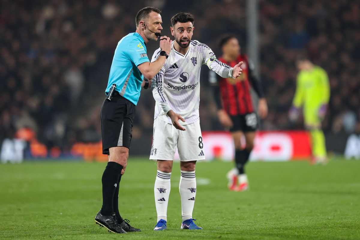 Bruno Fernandes and Stuart Attwell