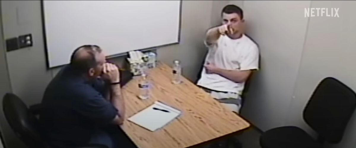 Matthew Muller being interrogated