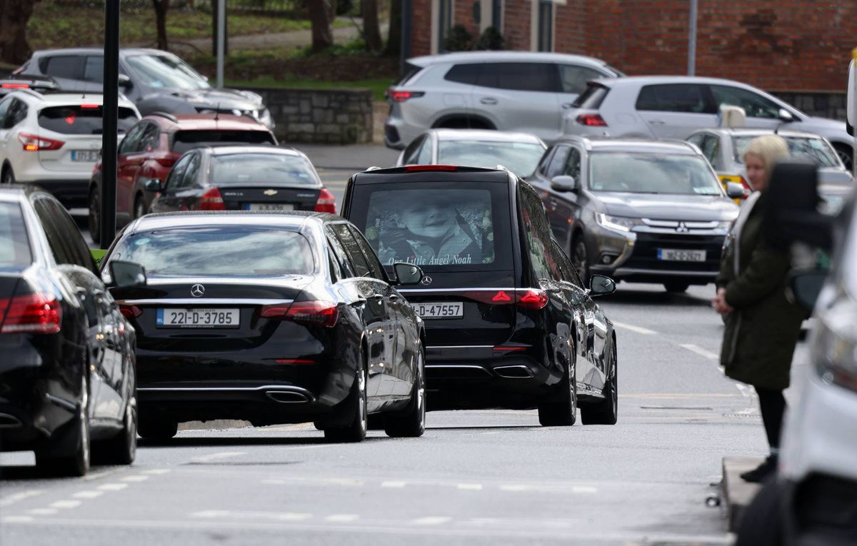 The cortege leaves St Canice's Church, Finglas after the funeral of Noah Sikora