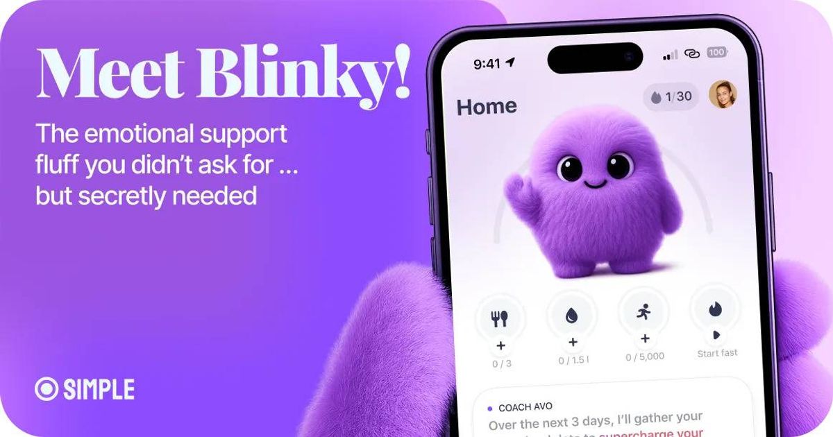 The interactive 'furry friend' called Blinky on the Simple app
