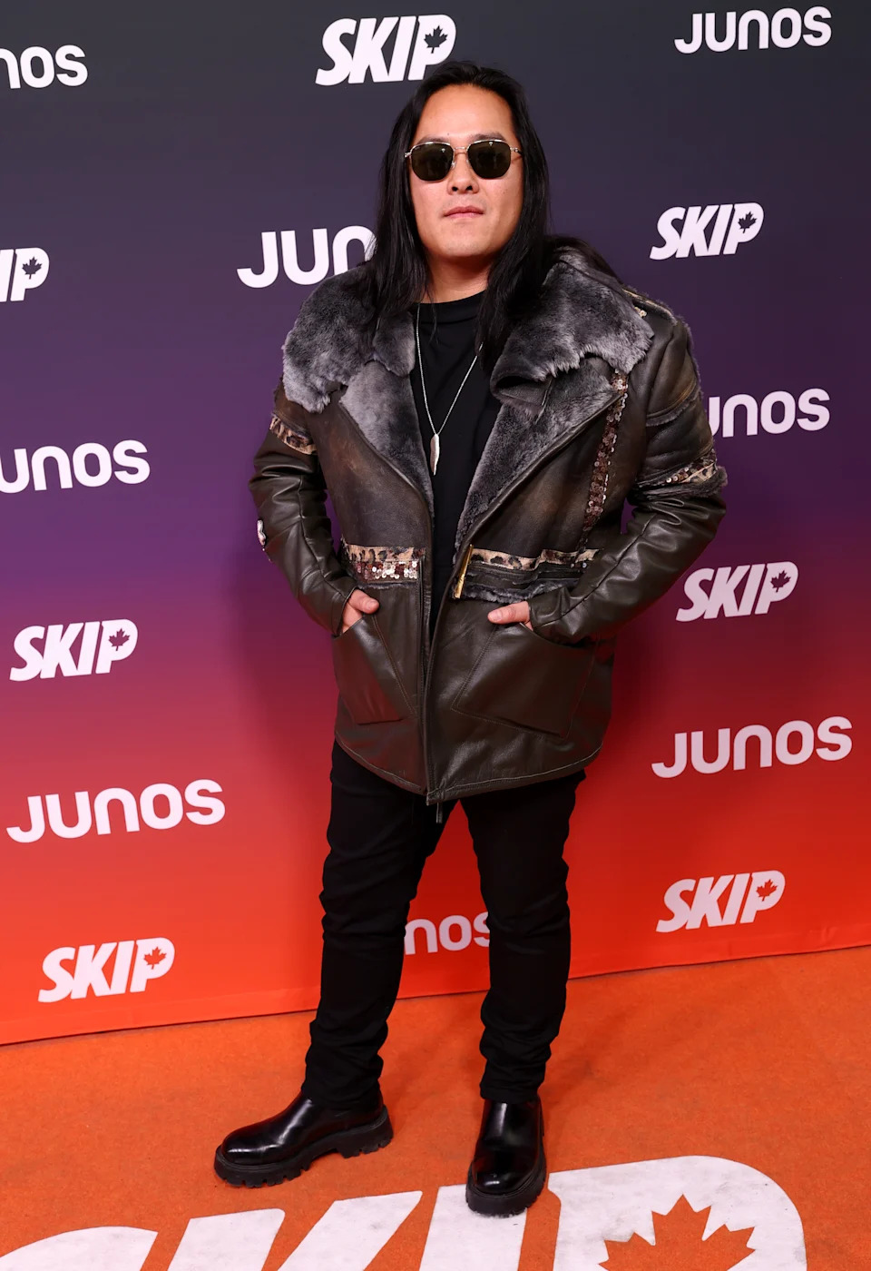 HAMILTON, ONTARIO - MARCH 29: Aysanabee attends the 2026 JUNO Awards at TD Coliseum on March 29, 2026 in Hamilton, Ontario. (Photo by Cindy Ord/Getty Images)