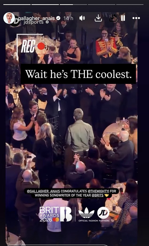 She took to her Instagram Stories to pay tribute to her dad, resharing a clip of the moment he was invited to the stage, where she could be seen proudly filming on her phone, and gushed: 'Wait he's THE coolest'