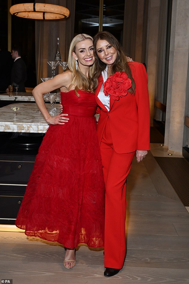 Katherine Jenkins celebrated her Welsh roots with Carol Vorderman and Strictly's Amy Dowden as she hosted her annual St David's Day party on Monday