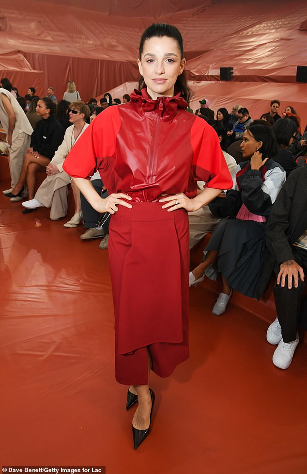 Marisa Abela, 29, and Aubrey Plaza, 41, looked effortlessly chic in red as they arrived at the Lacoste show during Paris Fashion Week on Sunday