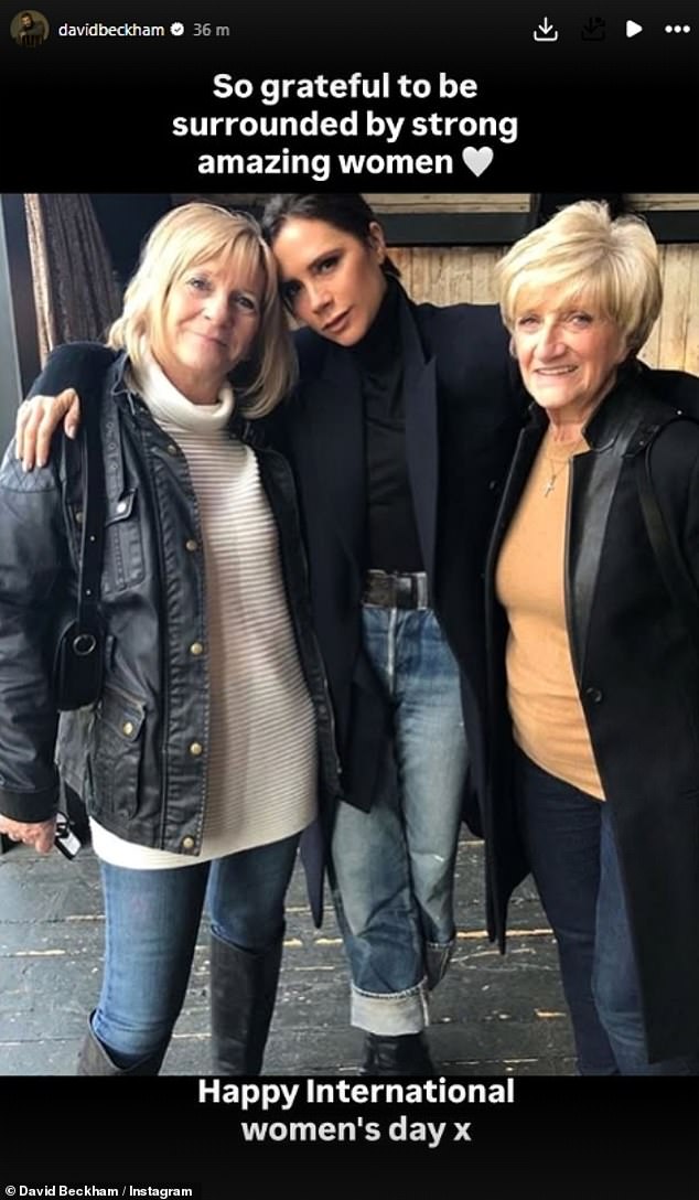 David made sure to give a shout out to his mother in law Jackie Adams as he shared a picture of Jackie, Victoria and Sandra together