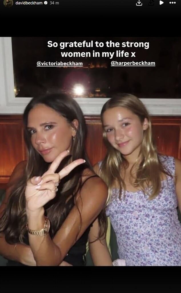 David Beckham has paid a sweet tribute to his wife Victoria, daughter Harper and mum Sandra on International Women's Day on Instagram on Sunday