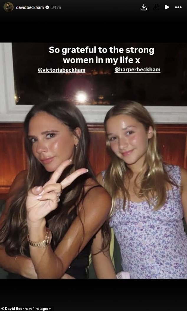 David Beckham has paid a sweet tribute to his wife Victoria, daughter Harper and mum Sandra on International Women's Day on Instagram on Sunday