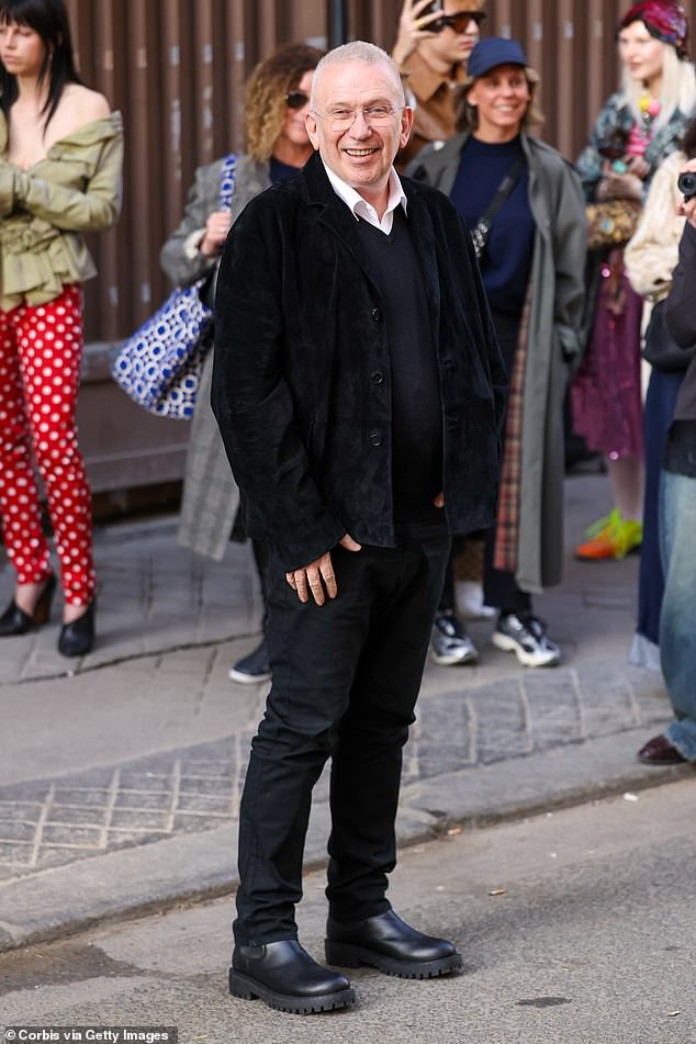 Designer Jean Paul Gaultier appeared exited ahead of the models taking to the runway