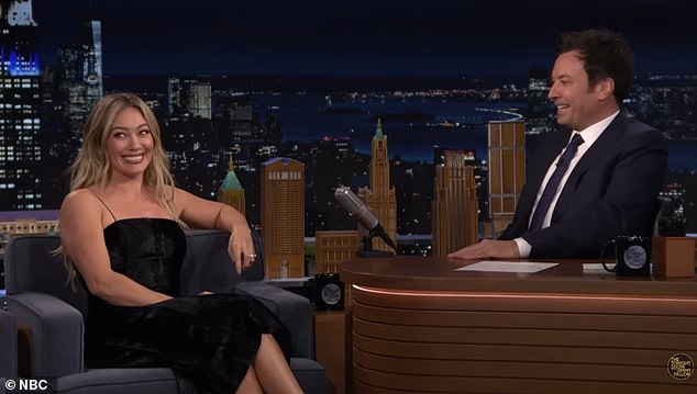 Duff said of her children's music tastes on The Tonight Show Monday: 'They love my music. It's very sweet...But if we don't get to it first, it's straight up like for the whole entire day. K-pop? Or like Raining Tacos. It's absolutely horrific. Or Chicken Wing'