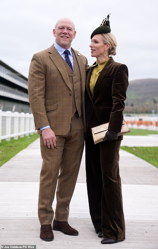 Zara and Mike opted for complementary looks for the big day out