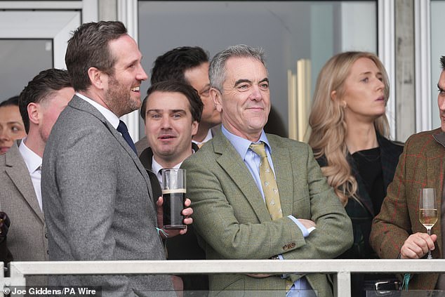 James was flanked by a host of fellow revellers