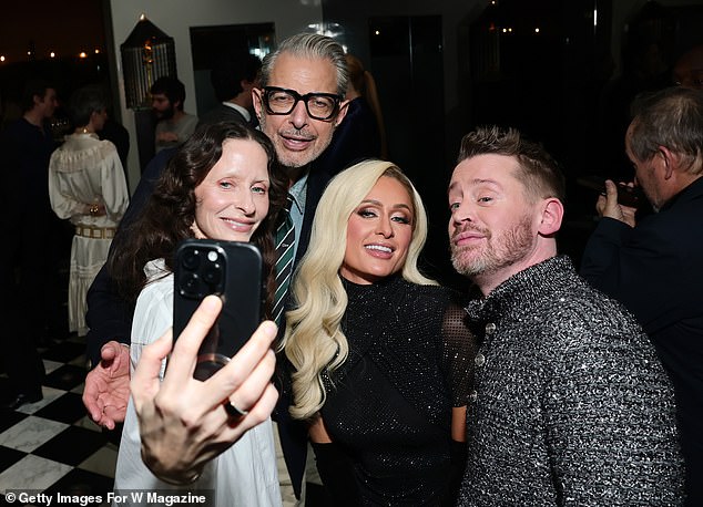 Emilie Livingston and Jeff Goldblum ensured they got a selfie with Paris and Macaulay