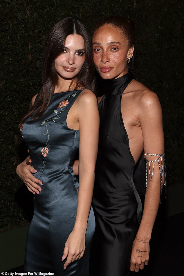 Emily Ratajkowski and Adwoa Aboah looked sensational in satin dresses at the party