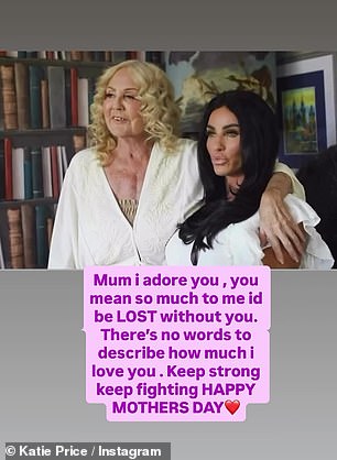 Katie Price also shared a tribute to her mother Amy on Sunday