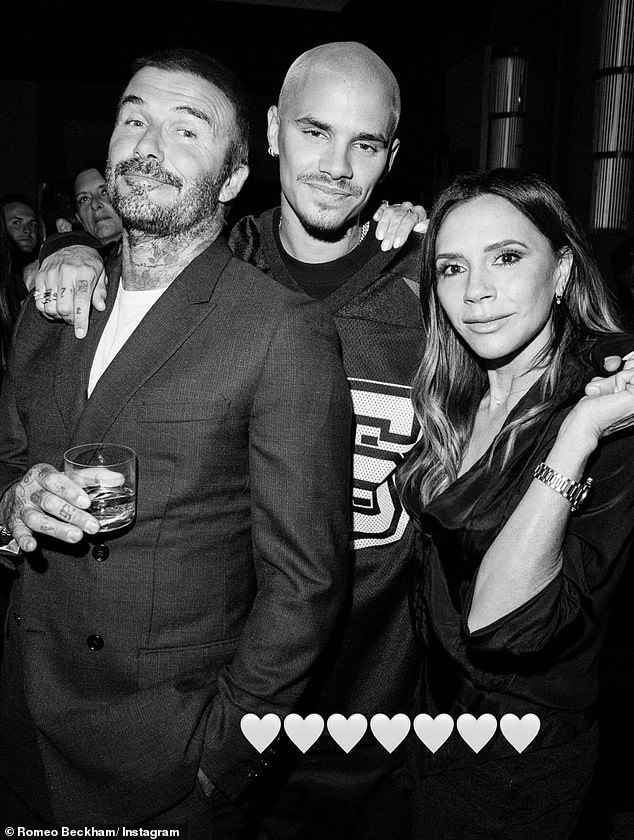 Romeo Beckham also shared a tribute to his parents as Mother's Day kicked off on Sunday