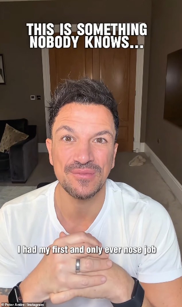 Peter Andre has revealed he had a secret nose job in the nineties after feeling insecure about his looks