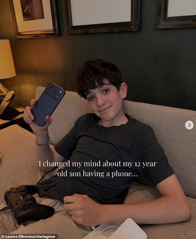 Lauren Silverman has revealed why she backtracked on her strict phone rules with her son Eric, 12, as she confessed Simon Cowell hasn't owned a mobile for eight years