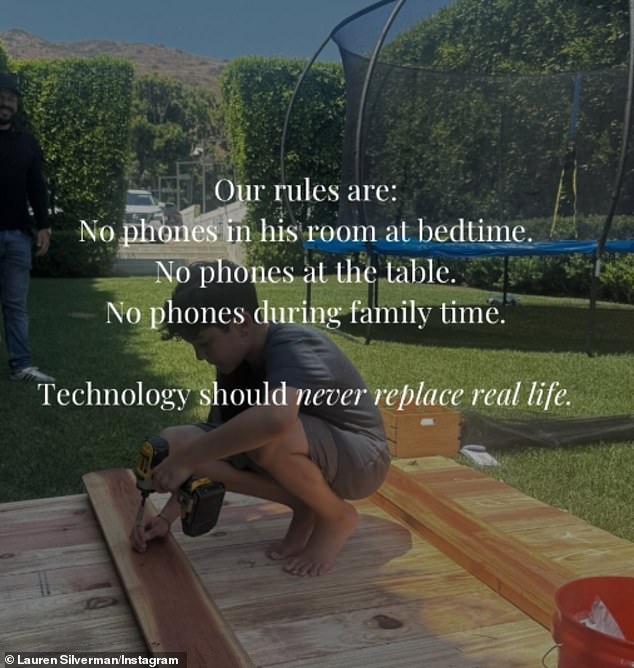 Lauren went on to tell the strict rules she has in place - no phones in Eric's bedroom, at the dinner table or during family time