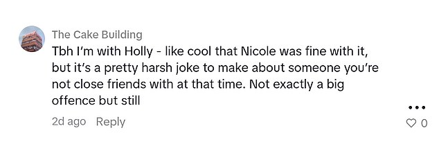 Fans defended Holly in the comment section as they wrote: 'Why are people acting like this makes her a bad person? She thought she was defending her friend'