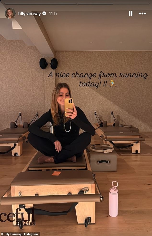 The daughters of TV chef Gordon built up a sweat on the pilates reformer machines before posing together for a sweet mirror selfie