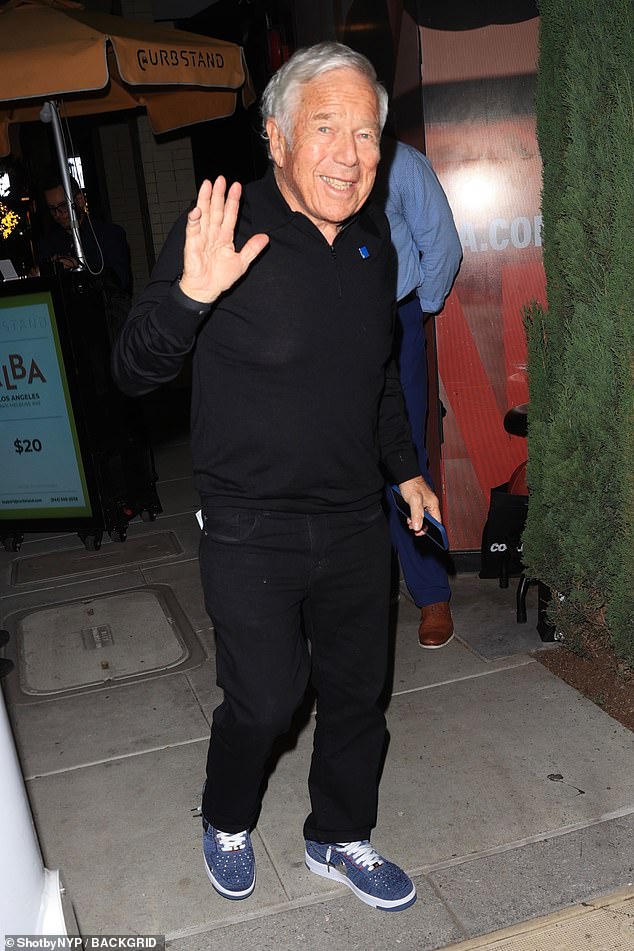 Robert Kraft was all smiles after the party in Los Angeles