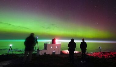 Photographers and stargazers watched the Northern Lights in Northumberland on Friday