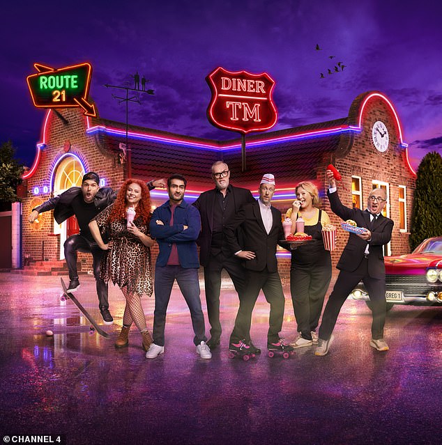 Hoping to win the Taskmaster trophy are Joel Dommett, Amy Gledhill, Kumail Nanjiani, Joanna Page and Armando Iannucci