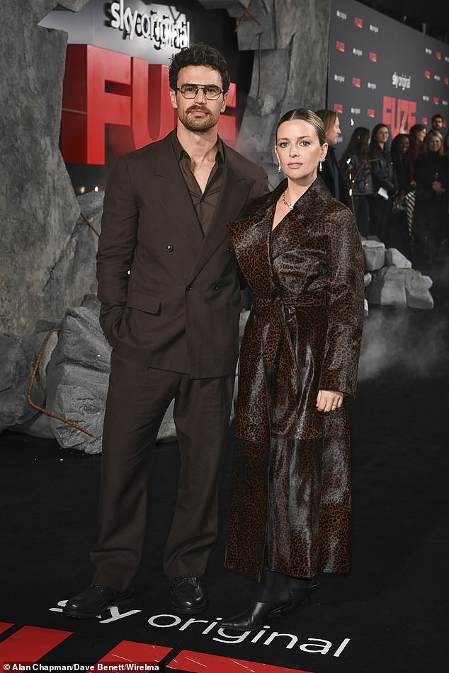 Theo James made a rare red carpet appearance with his wife Ruth Kearney, at the London premiere of his new movie Fuze on Thursday