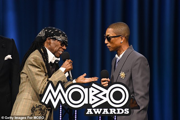 Meanwhile, Nile presented Pharrell Williams with the MOBO Global Songwriter Award onstage