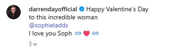 He is now engaged to his current girlfriend Sophie Ladds, penning a gushing post to her on Valentine's Day