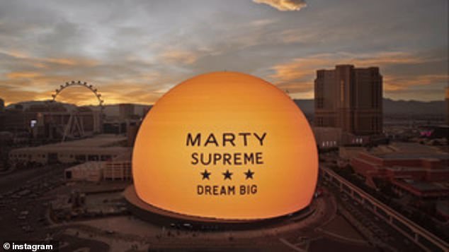 A huge sphere crops up with 'MARTY SUPREME DREAM BIG' written on it