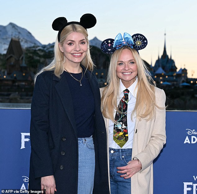 The Spice Girl, 50, and TV presenter, 45, were in attendance for the press day of the newly renamed Disney Adventure World in Paris