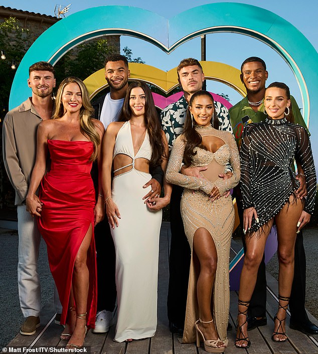 Angel Swift and Ty Isherwood; Yasmin Pettet and Jamie Rhodes; Shakira Khan and Harry Cooksley; and Toni Laites and Cach Mercer on the last season of Love Island