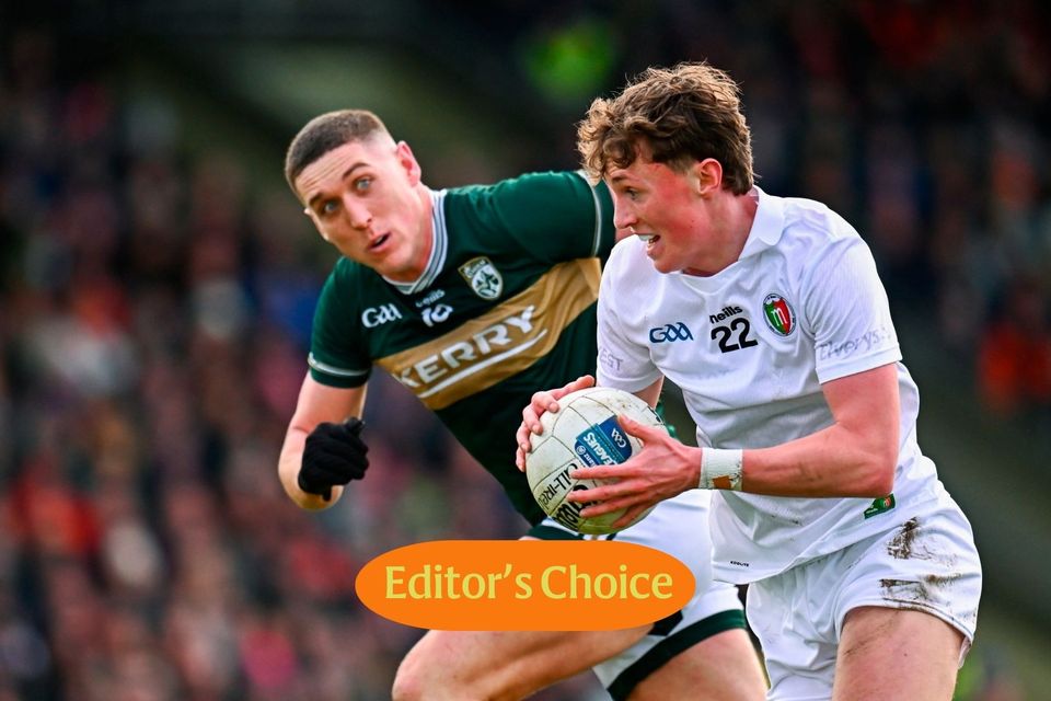 Mayo's Kobe McDonald in action against Joe O'Connor of Kerry. Photo: Piaras Ó Mídheach/Sportsfile