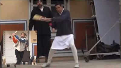 ‘Bhooth Bangla’: Akshay Kumar and Shikhar Dhawan bring cricket fever to the set